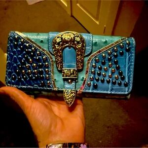 Blue western wallet